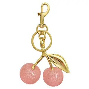Keychain Cherry Bag Charms Purse: Key Chains Women Cute - Car keyrings leather handbags - Valentines Day Gifts