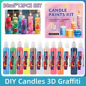 30ml * 12PCS Candle Pen DIY Set, used for 3D rendering of candles, candle painting pen set, candle decoration, creating your own colored candles, Christmas, Valentine's Day, Candle Making Kit, Candle Making Supplies