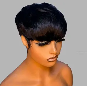 Bob Oblique  Bangs short Straight Hair Perruque Women Wigs Brazilian