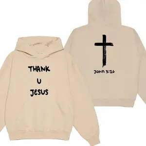 Daydrian Harding Thank U Jesus Sand Hoodie, Unisex Men & Women, Trendy Streatwear Gift Hoodie, Made in USA.LKD Womenswear Sweatshirts