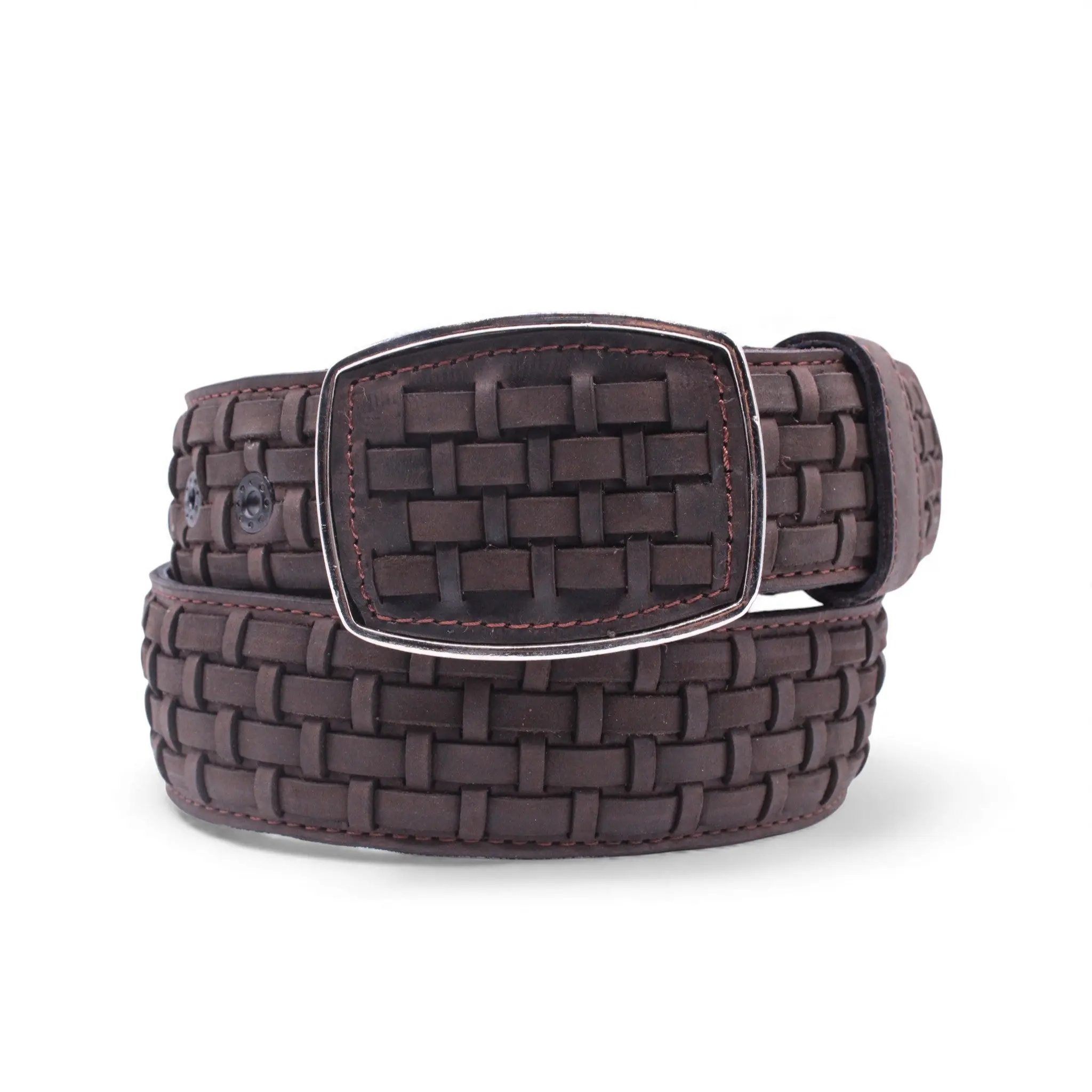 Mens Petatillo Leather Belt Chocolate – Genuine Leather Handcrafted Western Style HC-101 Stylish Belts Cowboy Waist Belt