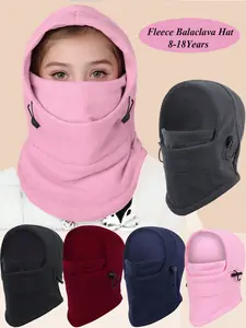 1PC Neck Full Face Ski Mask Hood Cap Kids Baby Fleece Balaclava Hat Boys Girls Children Skiing Cap Beanie For Outdoor Acctivities 8-18Years Sports Outdoor Hats
