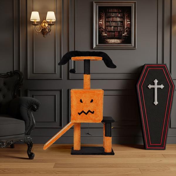 Cat Tree House And Towers For Big Feline Scratching Post Multi-Level Large Kitty Climbing Tower With Curved Perch Cozy Condo Padded Top Bed Kittens Indoor Cats Beige Green，Fashion Accessories Fabric Buddy