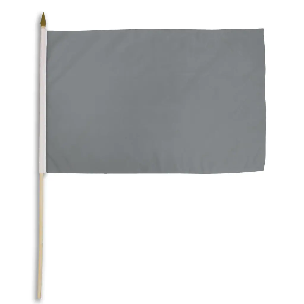 Flags Importer 12x18 in Individually Sewn Polyester Stick Flag Banner - Solid Gray Wooden Stick, Festive Home Supply for Party, International Events, School Projects