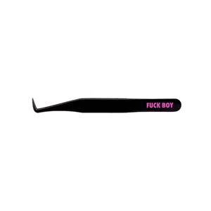 LASH ANARCHIST Slim Foot Lash Tweezer 'Fuck Boy' - Fanboy Collection, Black Tweezer for Lash Application