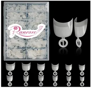 Ranrose Short Nail Tips- 600PCS Oval Half Cover False Tips 12 Sizes Round Acrylic Nails With Box
