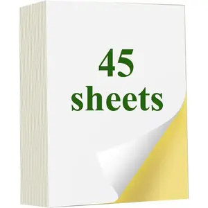 45 Sheets of Sticker Paper-White Matte Printable Sticker Paper for Inkjet Printer, Sticker Printer Paper Full Sheet Labels,for Laser/Inkjet Printers,Letter Size (8.5" x 11")