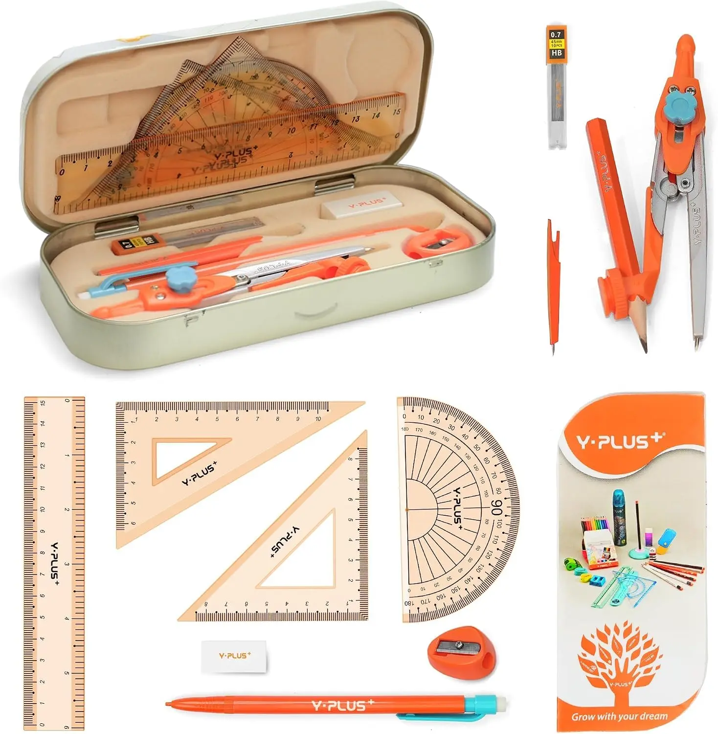 Geometry Set, Protractor and Compass Set for Students, 12Pcs