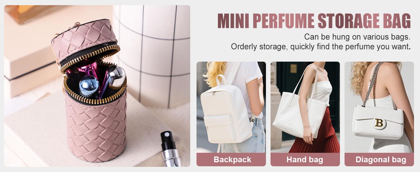 Mini Refillable Perfume Portable Atomizer Bottle 5PCS Travel Size Spray Refillable Refill Bottle 5 ml with Travel and Outgoing Bag