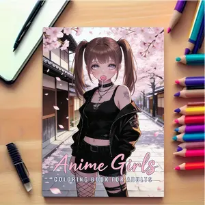 Anime Girl Coloring Book, 24 Sheets, Thick Paper, Perfect for Adults, Holidays, Creative Leisure, Cute Design, High-Quality Smooth Paper