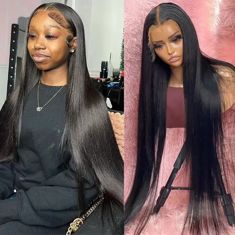 Bling Hair 13x6 Lace Front Wigs Human Hair Straight 13x6 HD Transparent Lace Frontal Wig Pre Plucked  Brazilian Remy 13x4 Human Hair Wigs For Black Women Natural Black