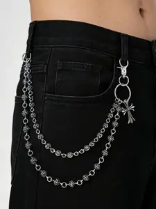 Double Layer Cross Pendant Waist Chain, Vintage Punk Style, Unisex Fashion Accessory, Multi-Use Pants Chain, Streetwear Decor, Vintage Body Jewelry