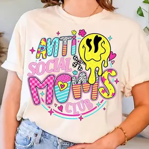 Anti Social Moms Club T-Shirt, Funny Mother Quote Sweatshirt, Retro Checkered Mama Shirt, Mama coquette Bow Tee, Sarcastic Mom Tee, Mother's Day Gift, Gift for Mom Women