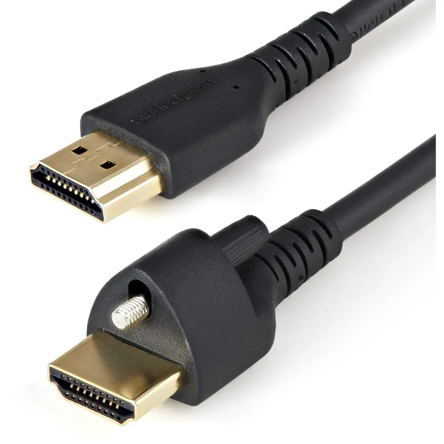 StarTech 1m3ft HDMI Cable with Locking Screw 4K 60Hz HDR High Speed HDMI 2.0 Cable with Ethernet Secure Locking Connector M/M