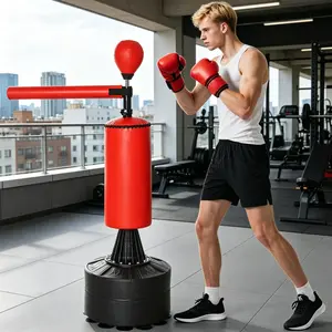 Boxing Bag, Freestanding Punching Bag with Speed Ball, Rotating Boxing Bar and Gloves, Weighted Base，Weighted Base for Boxing & Martial Arts Training