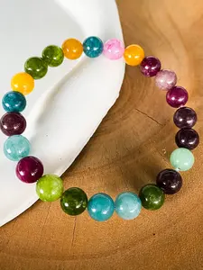 Colorful Agate Beaded Bracelet Attracts Career Love Luck, Handmade Natural Stone Jewelry, Unisex Stress Relief Accessory, Perfect Gift
