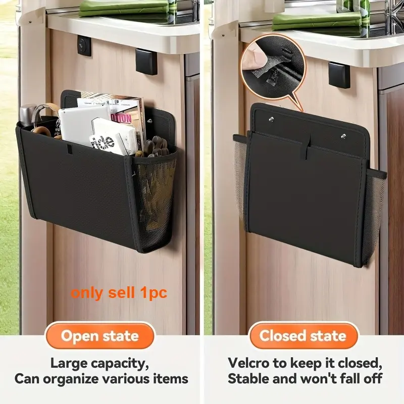 1pc Oxford Fabric Wall-Mounted Storage Organizer with Adhesive Backing - Multi-Compartment Hanging Rack Suitable for RV, Car, Home - Space-Saving Design for Snacks, Books, Electronics & Travel Essentials, Work Organizer, Minimalist Decor