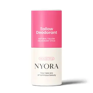 NYORA Natural Tallow Deodorant Stick - Bergamot Scented, Lightweight, Moisture-Nourishing, Arrowroot & Kaolin Clay Formula - 57g - USA Made