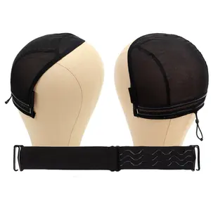 U Part Wig Cap with Drawstring & Anti-Slip Elastic Band Set - Breathable Mesh Cap with Non-Slip Strip & Adjustable  Band for Secure Wig Fit (13x6 inche)