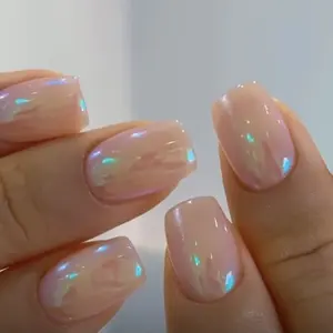 Upgrade Your Nail Style, 24pcs Light Chrome Press-On Nails, Medium Square Reusable Acrylic Fake Nails for Women & Girls, Acrylic Nail Set