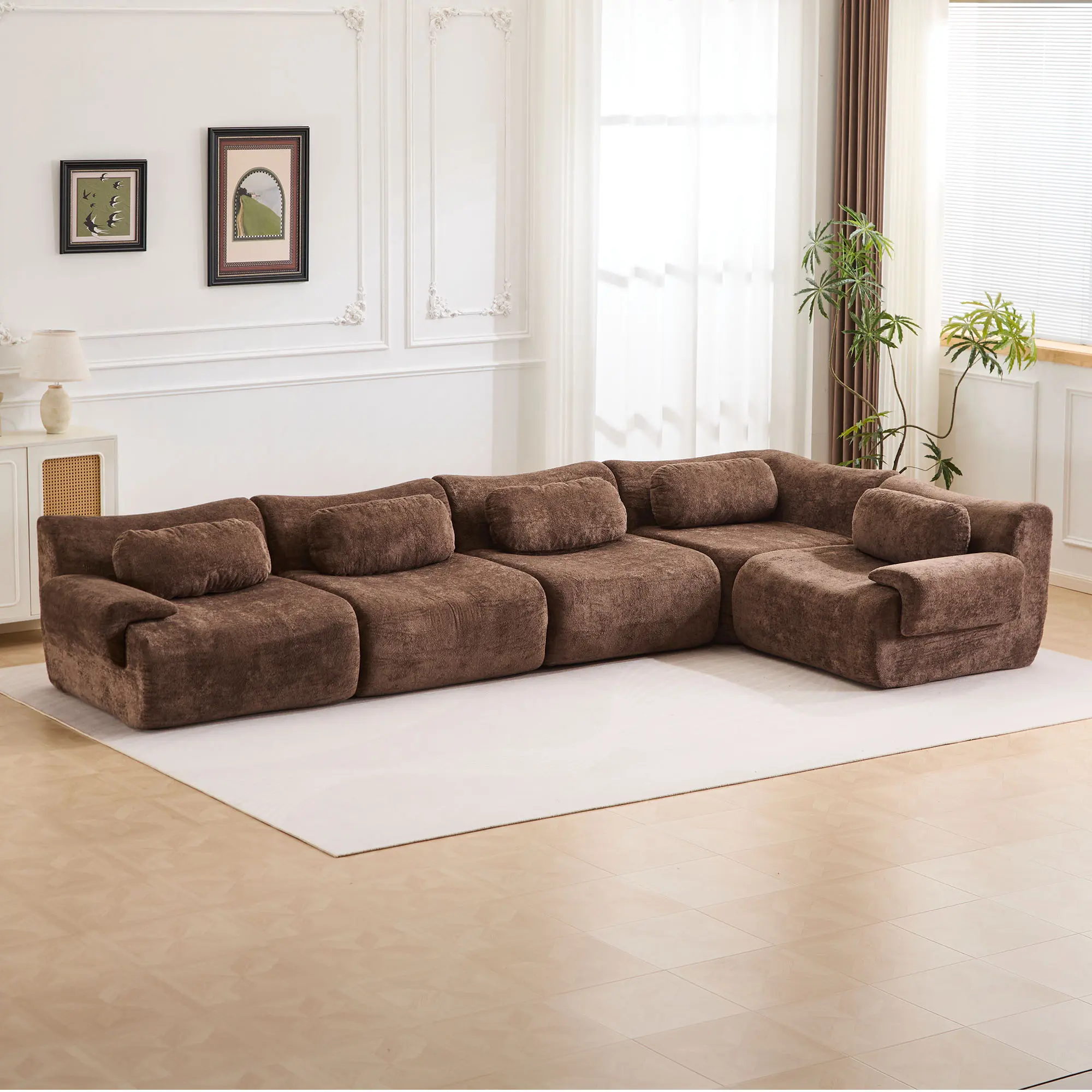 Chocolate - 4 Seater + 1 Corner (148.2")
