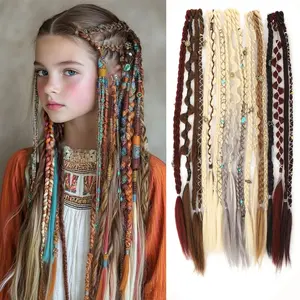 European and American foreign trade women's wigs, ponytail, four-strand BB clip small braids, pair of Bohemian style dreadlocks wholesale