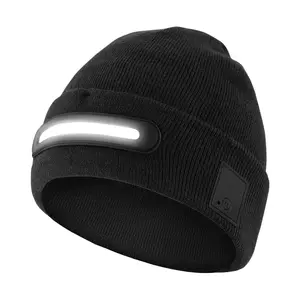 Touch Two Winter Unisex Rechargeable LED Lighted Knit Warm Earflap Hat for Sports Outdoor Night Running Alert Winter Lightweight Running Athletic Hiking Cycling Fashion Family Must Have Birthday Gift