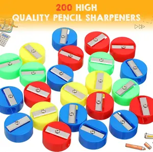 200 Pcs Pencil Sharpeners,Mini Round Manual Sharpeners,Multicolor Pocket Pencil Sharpener for Teenagers Adults Office School Supplies Goodie Bags and Gifts summervibes