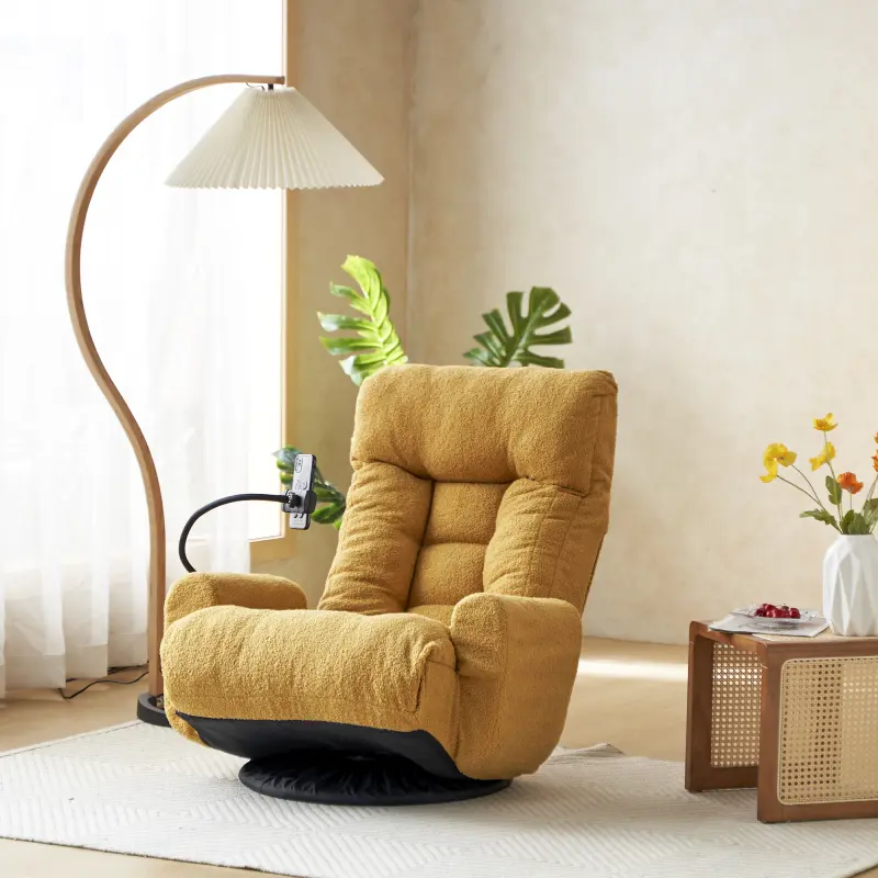 Bellemave Modern Indoor Rolling Swivel Recliner Chair - 360° Rotation, Multi-Angle Lounger, Ergonomic Design, Adjustable Head & Waist Support, Metal Frame, Phone Holder, 31.10" Length for Living Room Gatherings
