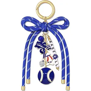 Football Baseball Basketball Golf Bag Charms Keychain for Women Men Bow Purse Charm Sport Mom Gifts