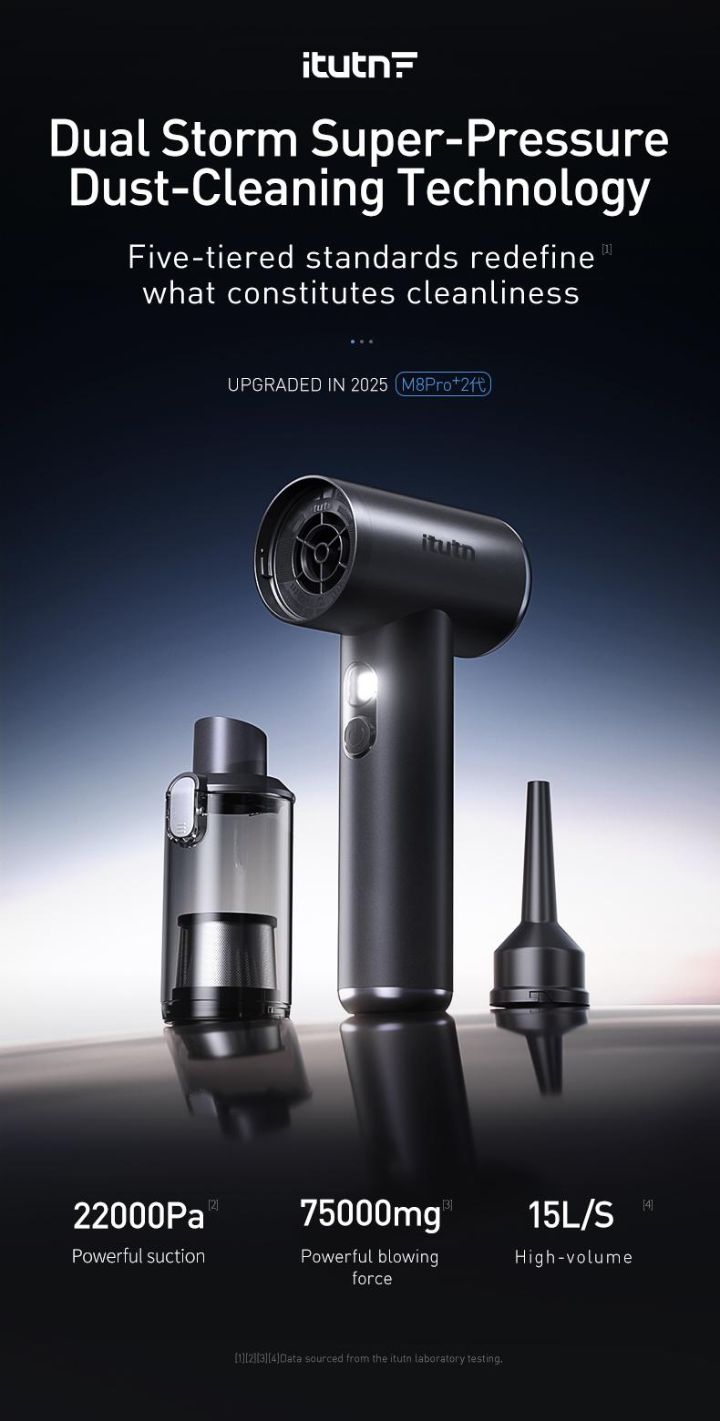 itutn car vacuum/blower M8, 5-in-1 Mini Vacuum Cleaner Cordless & Air Duster ,22000Pa Powerful Suction, Handheld Portable Vacuum For Car, Home, PC, Keyboard, Desk, Pet Hair Cleaning