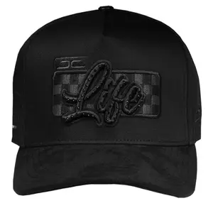 Jc Life JC Hats Black SnapBack with Embroidered Logo and Checkerboard Design for Men