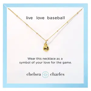 CC Sport Gold Baseball Charm Necklace
