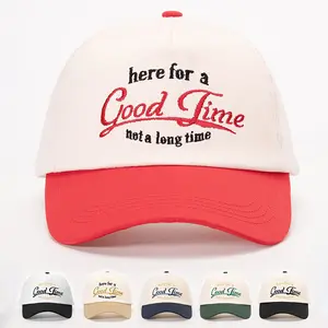 Embroidered Color-Block Baseball Cap, Adjustable Outdoor Sun Protection Casual Hat