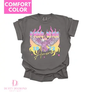 Dusty Diamond Boutique Neon Bird T-shirt - Women's Top with Graphic Design Featuring "FREE BIRD" and "19-72" - Womenswear
