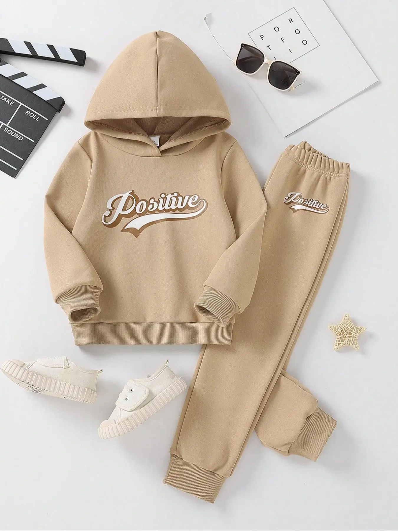 Two-piece Set Boy's Letter Print Hoodie & Elastic Waist Sweatpants Set, Casual Long Sleeve Hooded Sweatshirt & Jogger Pants, Kids Spring & Fall Clothe