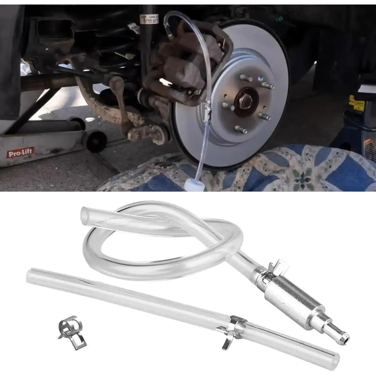 Brake Bleeder Hose, One Way Check Valve Tube Bleeding Tool Kit for Car Motorcycle Clutch, Universal Brake Fluid Bleeder Kit for Hydraulic Brake System, Soft Tube with Metal Clips, Motorcycle Accessories, TikTokShopBlackFriday