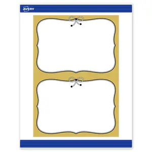 Avery Printable Rectangle Invitation Cards, 5" x 7", Matte White, Pre-printed Metallic Gold Border/Black Bow Design, Sure Feed Technology, Laser & Inkjet Compatible, 40 Total