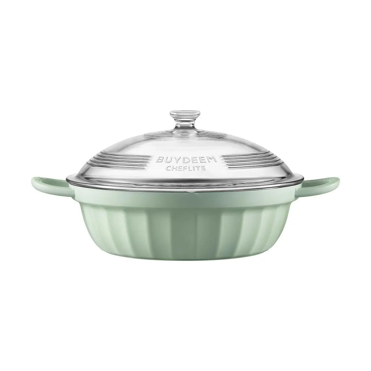 BUYDEEM 28cm Non-Stick Multi-Functional Hot Pot - Thickened Large Capacity Steamer and Frying Pan in Light Green