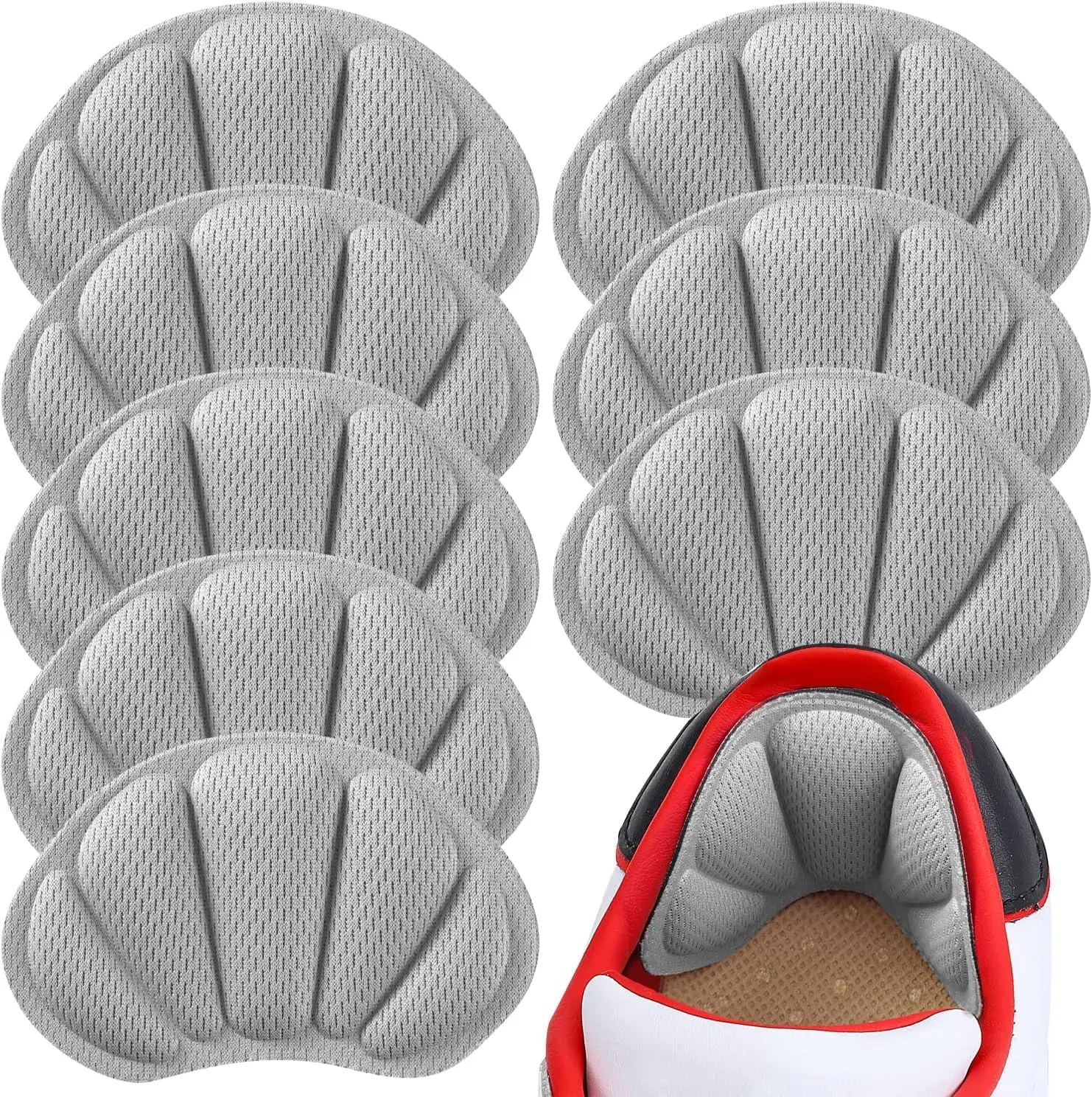 Contoured Heel Cushion Inserts for Women, 8 Pieces Self-adhesive Foam Grips for Loose Shoes, Blister Relief & to Reduce Friction, Anti-Slip, Double-Sided, Heel Relief, Easy To Stick, Leather, Pad