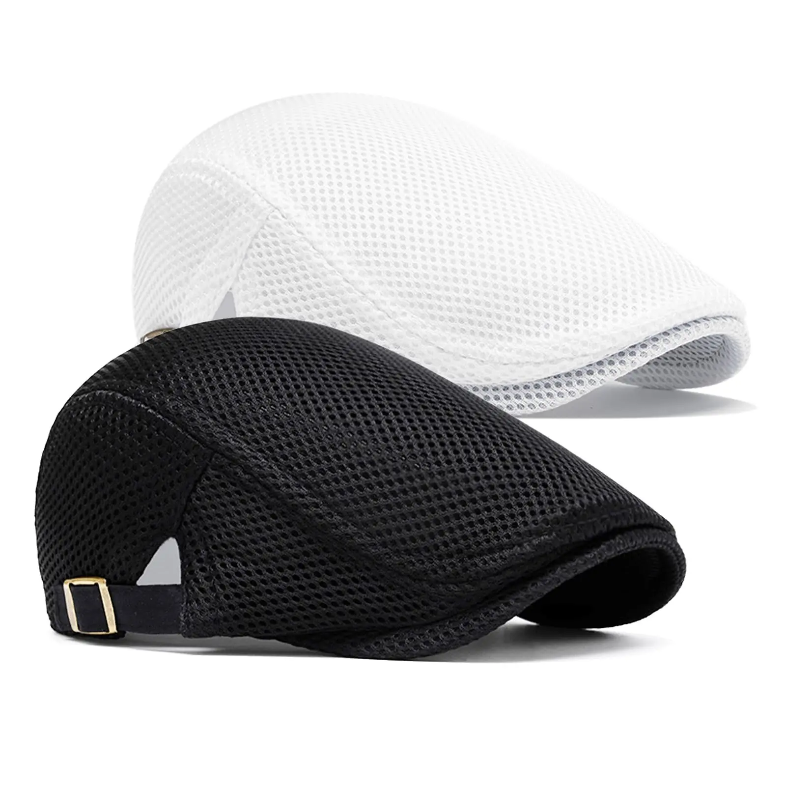 2Pcs/Set Men's Breathable Mesh Outdoor Caps,Adjustable Summer Newsboy/Beret/Hunting/Taxi Driver Hats,Lightweight for Driving,Casual Wear,Christmas Party,Father's Day Gift,Hand Tools Kits