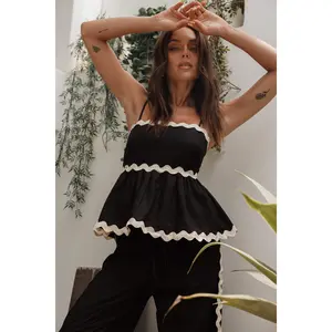 Mollymook Top - Black Cream