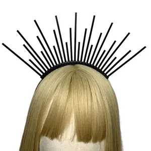 Baroque Vintage Crown Hairband, Spiked Dark Tiara, Photo Props