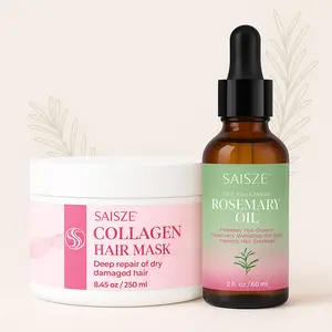 SAISZE Collagen Hair Mask 250ml for Dry Damaged Hair with Argan Oil Deep Conditioning Moisturizing Comfort- MoisturizerSAISZE Rosemary Oil for Hair Growth 2 fl.oz Organic Hair Oil for Moisturizing &Scalp 100% Pure &Natural Essential Oil for All Hair Types