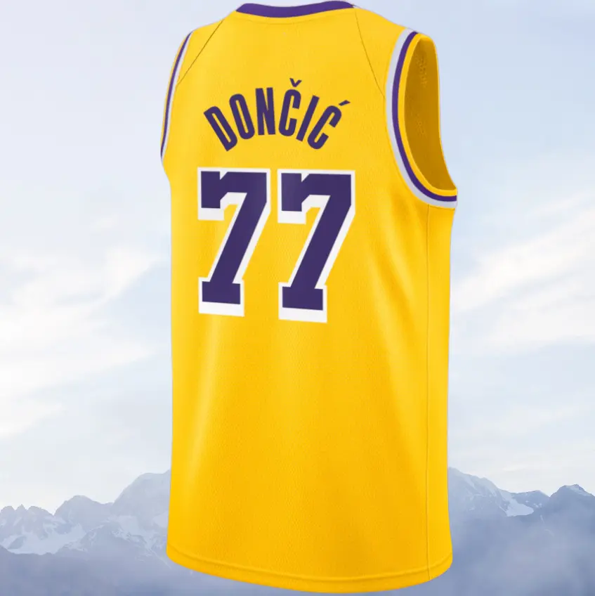 Luka Dončić Men's Sleeveless stitched Basketball Jersey Gold Luka Dončić Men's Sleeveless stitched Basketball Jersey Gold