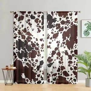 Cow Print Curtain, 2 Counts Modern Simple Blackout Curtain, Window Drapes for Home Living Room Bedroom Study Room, Home Decor, Privacy Grommet Curtains