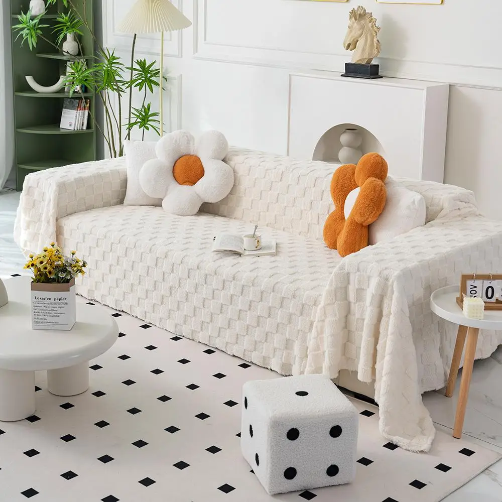 Room Decor Solid Color Sofa Throw Blanket, Soft and High Quality Dust Blanket Gift, Fashion Home Atmosphere Blanket Sofa Textile Cover Can Be Machine