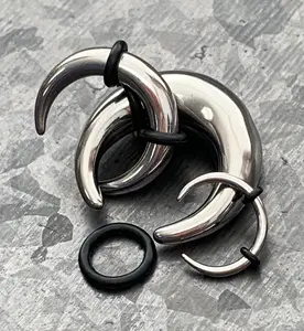 1 PIECE Solid 316L Surgical Steel Septum Ring / Buffalo Taper with O-Rings - Expander- Gauges 14g (1.6mm) thru 00g (10mm)