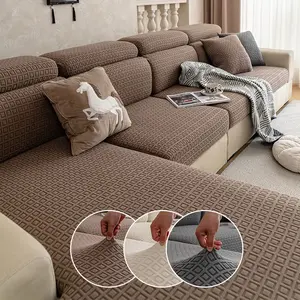 1pc 2026 Upgrade Elastic Sofa Cushion Cover, Modern Anti-Slip Sofa Protector, Reusable Solid Pattern, Suitable for L-Type and 1234 Seat Sofas