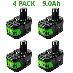 P108 2/4Pack 18V Battery Replacement for Ryobi 9.0Ah Lithium 18V Battery ONE+ Plus P102 P103 P104 P105 P107 P108 PBP005 P109 P190 P191 P122